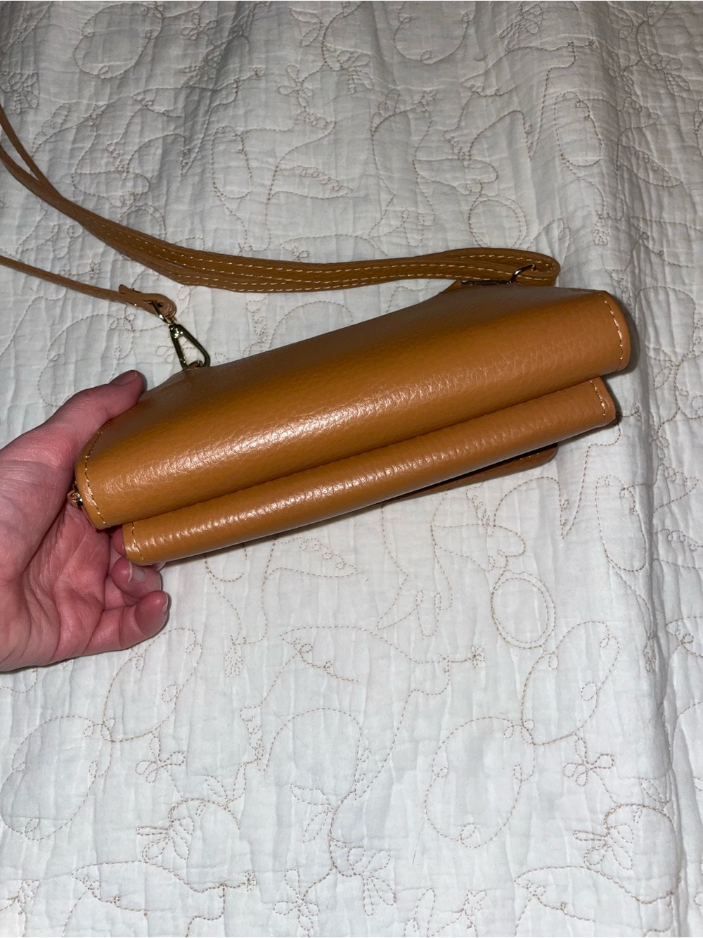 Italian Crossbody Wallet - Tan Leather - Picture 5 of 5